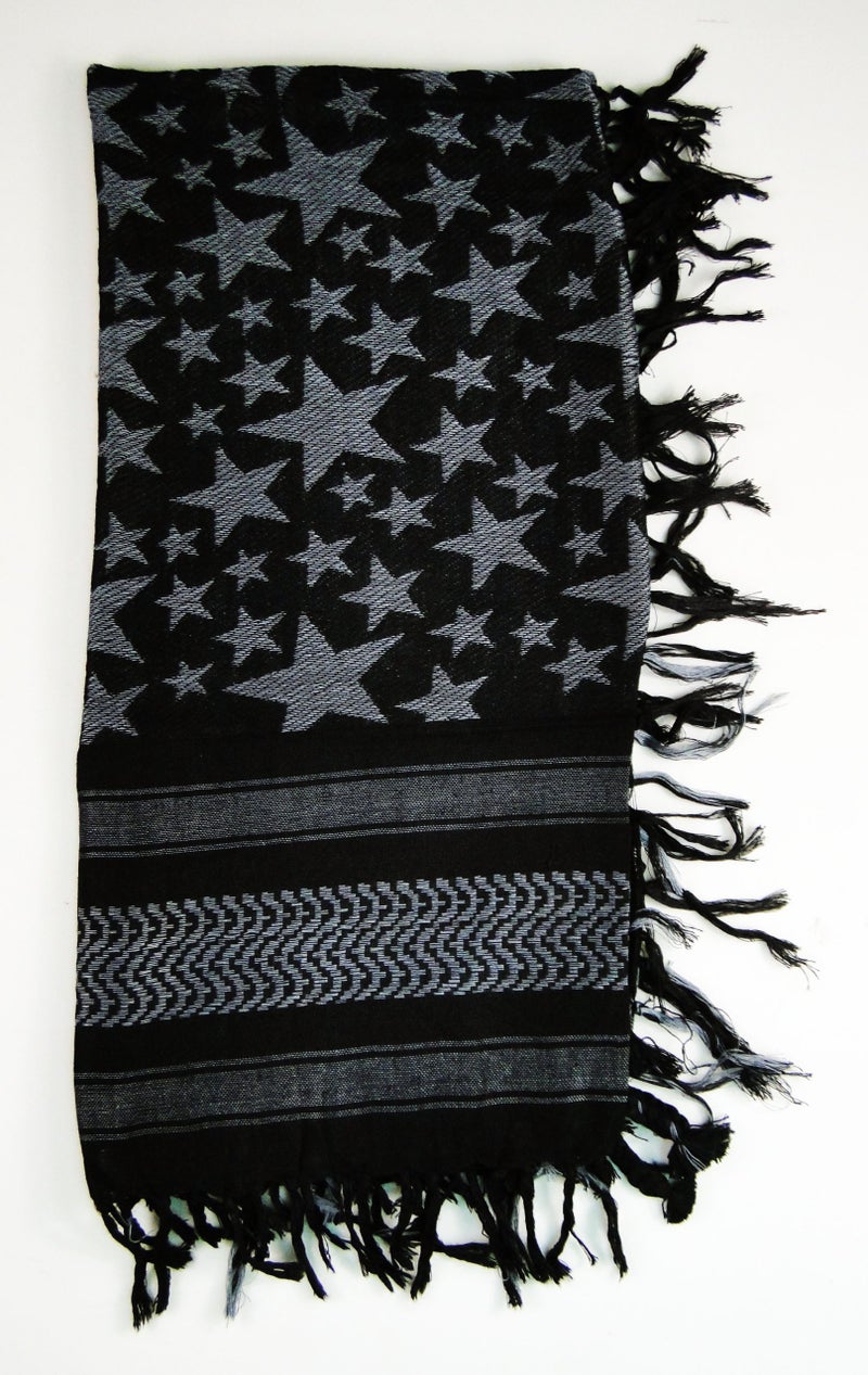 Tapp Collections Premium Star Pattern Shemagh Head Neck Scarf - Grey/Charcoal - Image 2